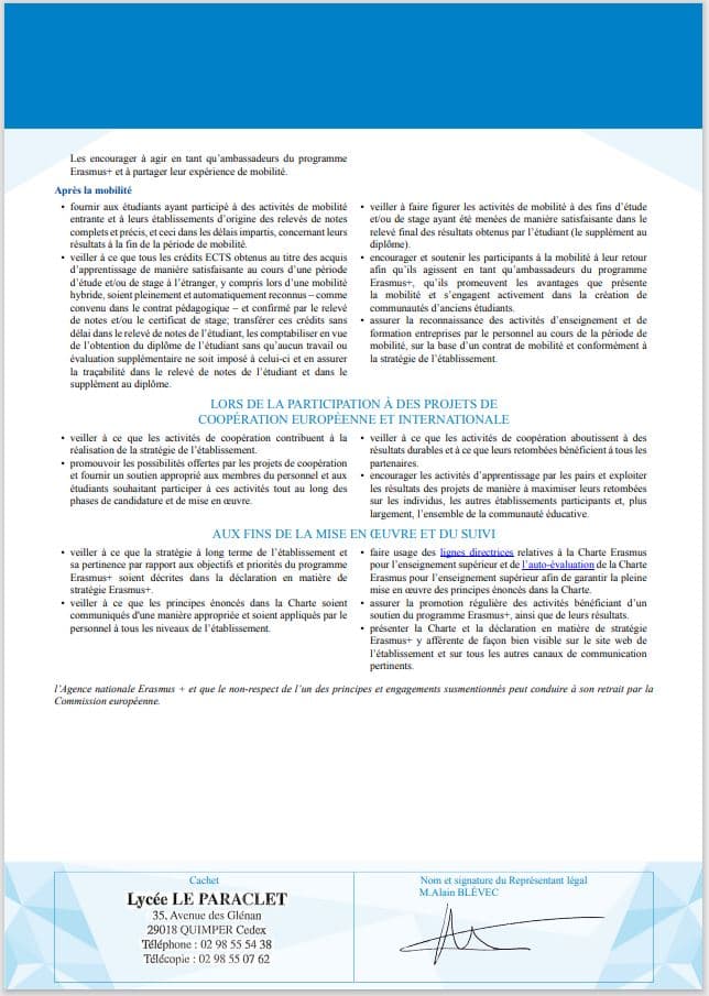 Charte ERASMUS page 2 - Ouverture à l'international