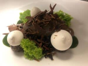 dessert champignons sauvages chocolat persil - Le Pays Bigouden Sud s'invite au Paraclet...